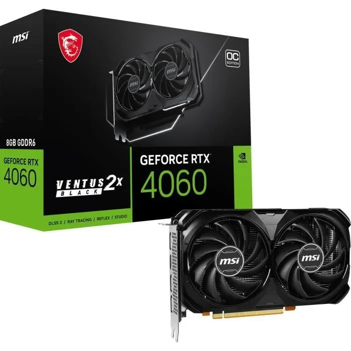 MSI - Carte Graphique - GeForce RTX™ 4060 VENTUS 2X NOIR 8G OC